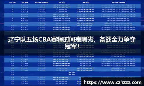 辽宁队五场CBA赛程时间表曝光，备战全力争夺冠军！